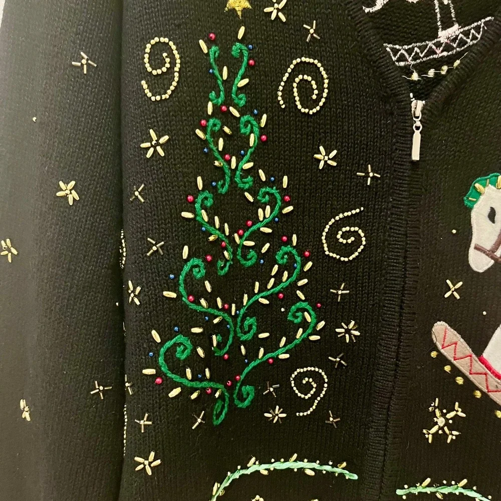 VTG 90s‎ Designer Originals Studio Festive Christmas Sweater Holiday Sparkle L
